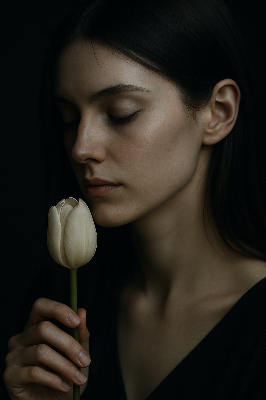 Tulip portrait Emotional illustration Stylized person