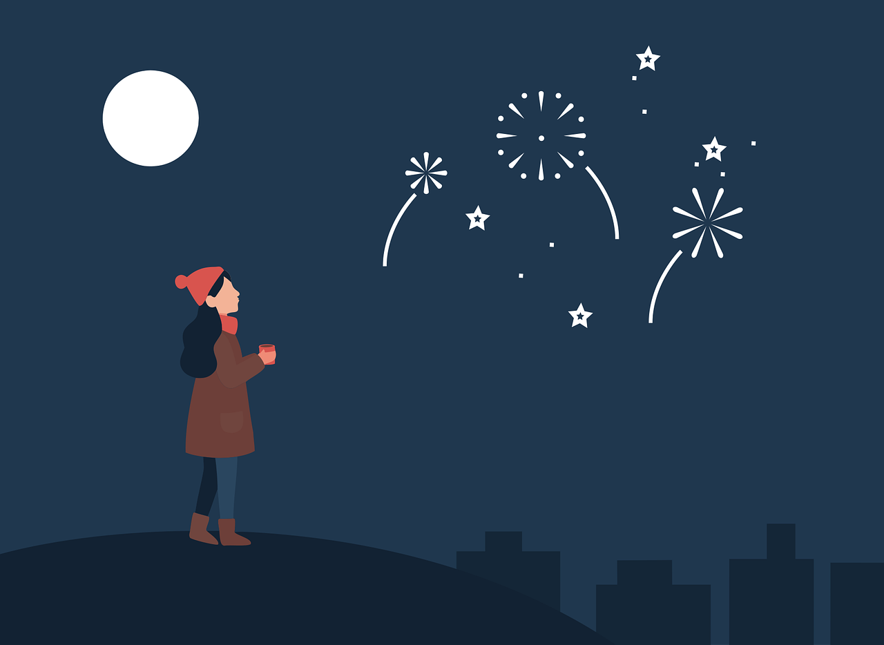 Girl Fireworks Night