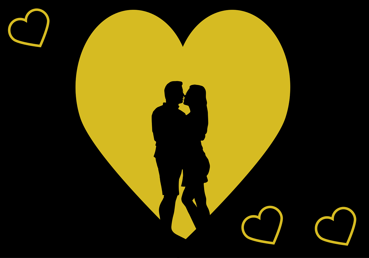 Hearts Couple Silhouette