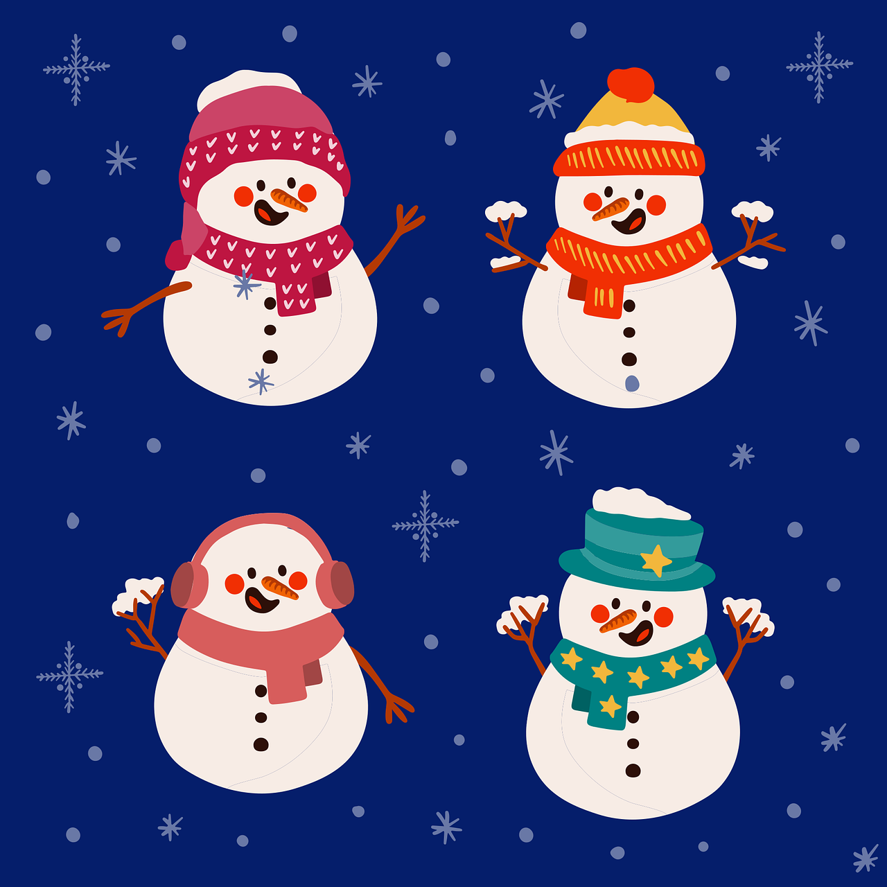 Snowmen Snowflakes Christmas
