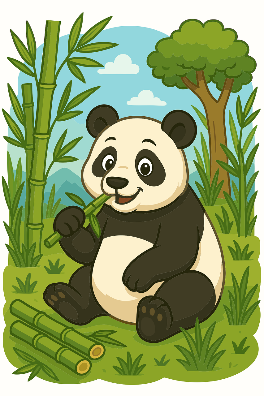 Panda Cartoon panda Bamboo forest