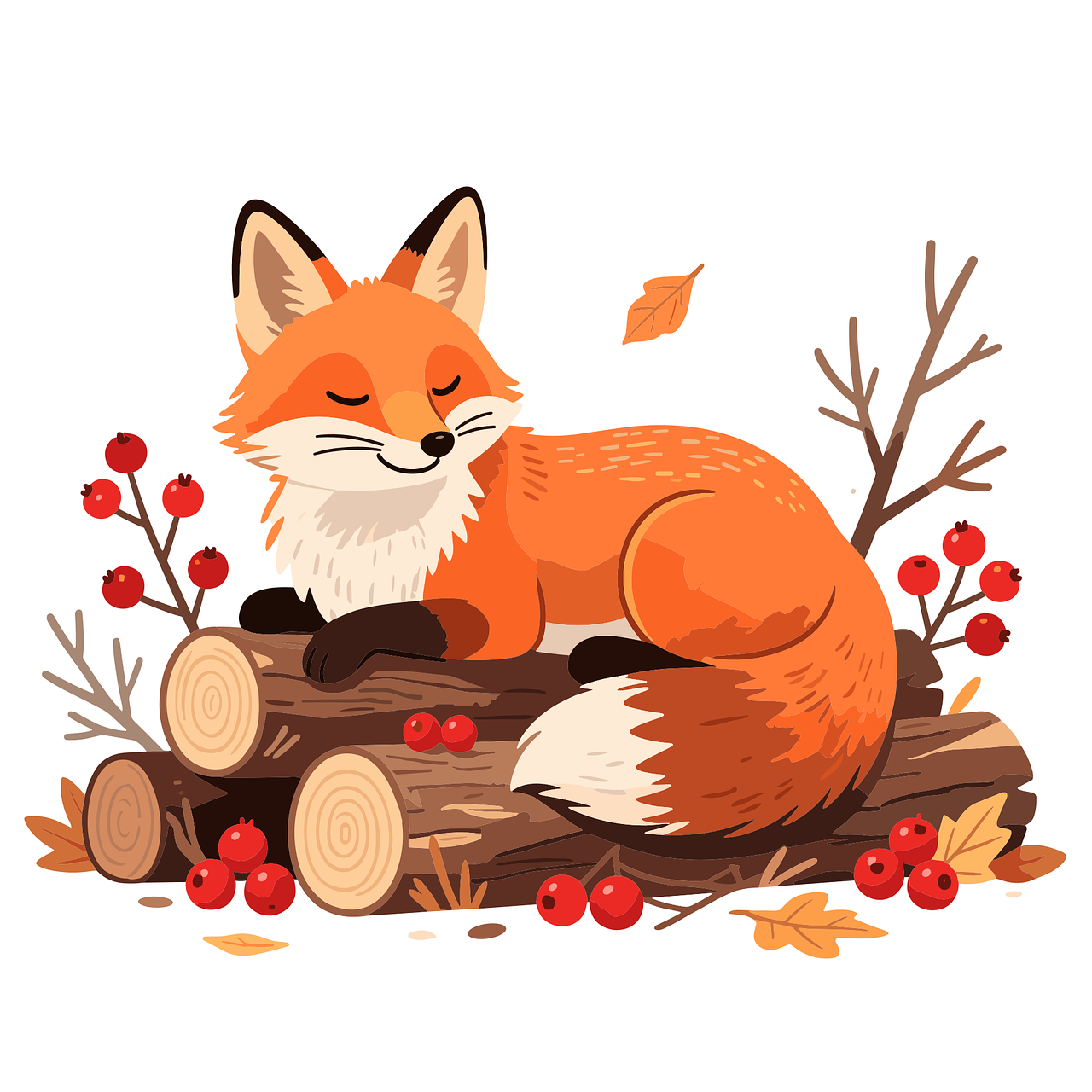Fox Sleeping fox Autumn forest
